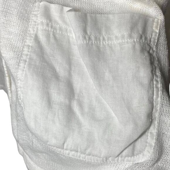 PUREJILL Women’s Cotton/Linen Cardigan, Buttoned Up, 2 Pkt, Long Slv, White, M. - Picture 10 of 11